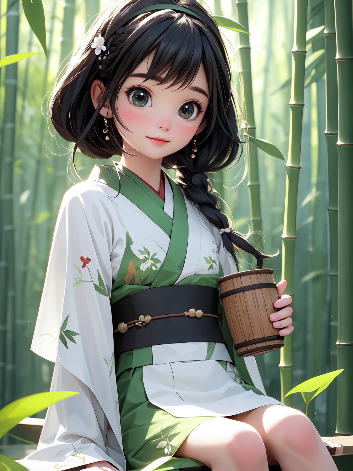 00663-2618676153-BFcutegirl,1girl,(sitting posture_1.5),brown eyes,bust,black hair,hanfu,hair band,hair ornaments,white,green,bamboo forest,hair.png